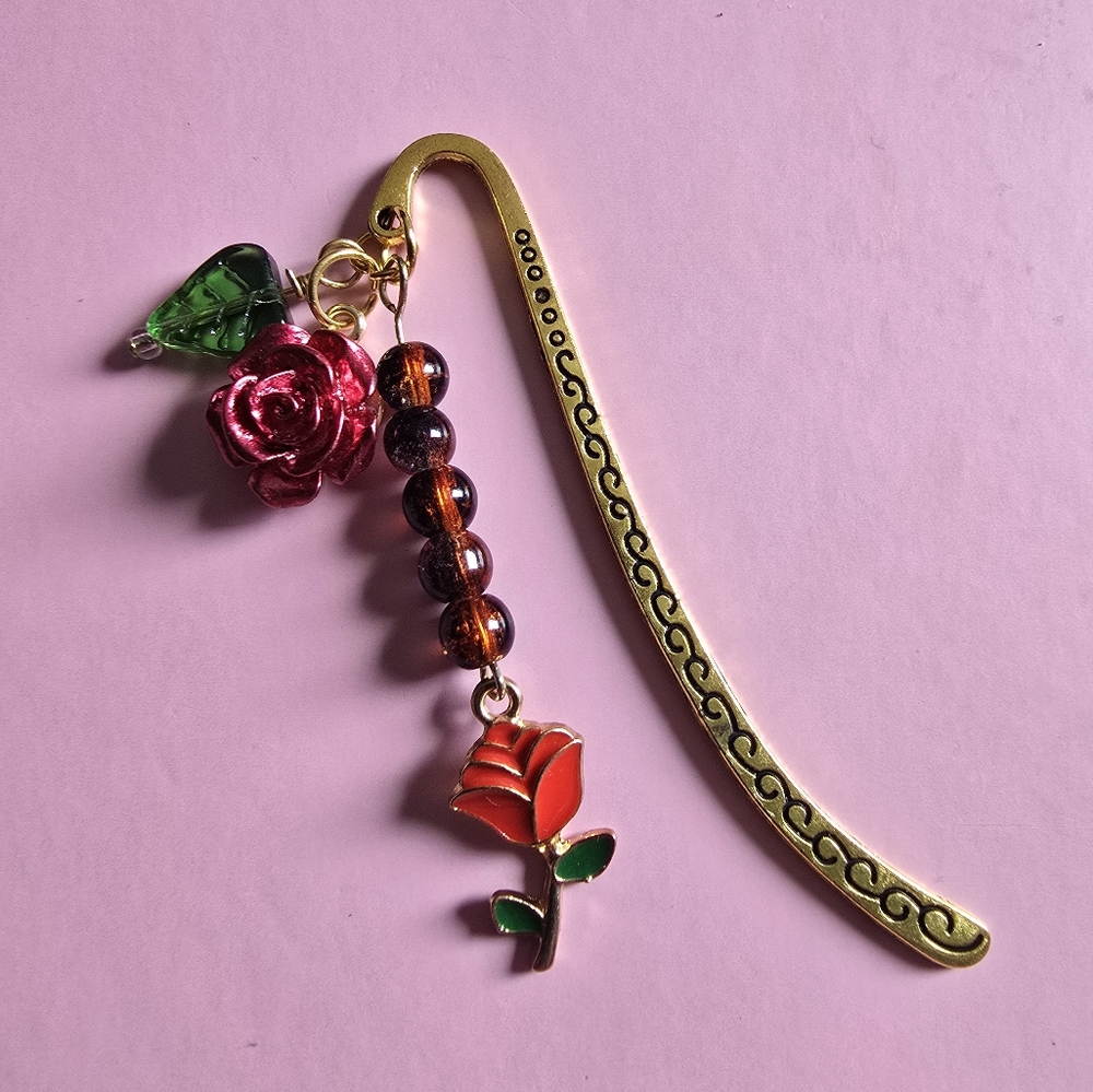 Red Rose Charm Bookmark Handmade